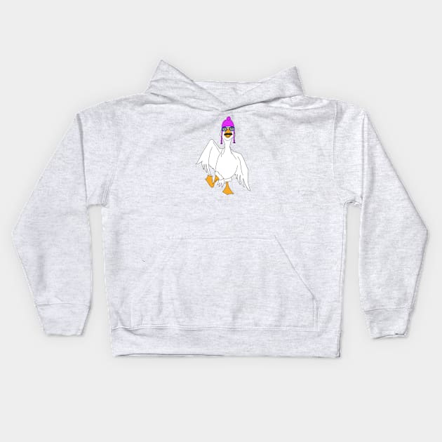 Dancing Goose Cartoon Kids Hoodie by R U Kind Design